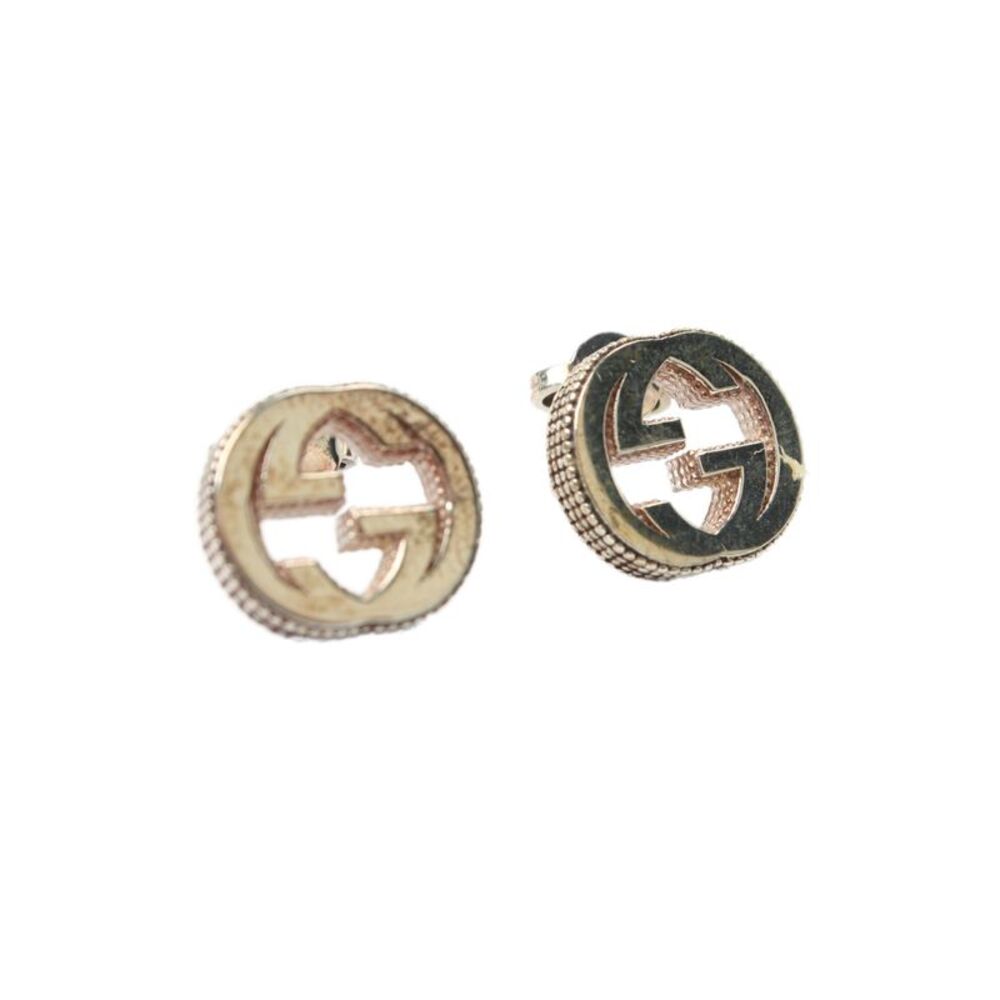 Gucci Womens 925 Silver Interlocking G Stud Earrings 5.5g
